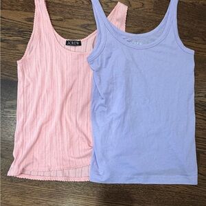J.Crew Tank Tops – Set of 2 (Pink Ribbed + Lavender) – Size XS